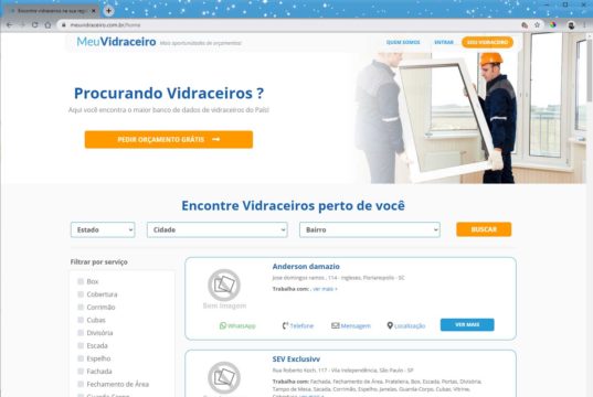 Aplicativo permite a procura de vidraçarias